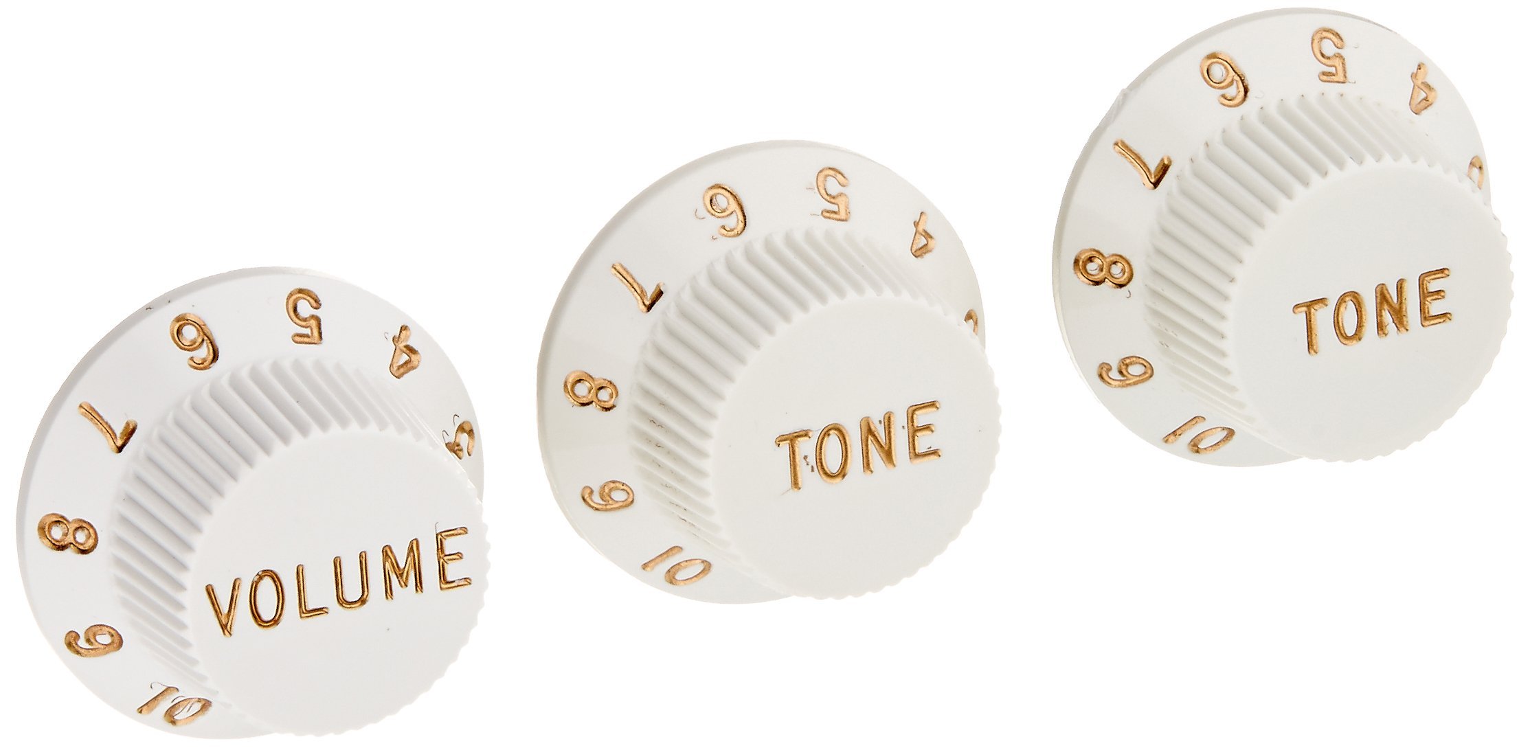 Fender Strat Knobs One Volume, Two Tone, White Pricepulse