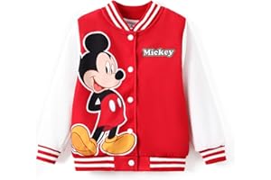 Disney Minnie Mickey Stitch Princess Frozen Elsa Marvel Jacket Lightweight Coat Button up Color Block Sweatshirt 2-14 Years