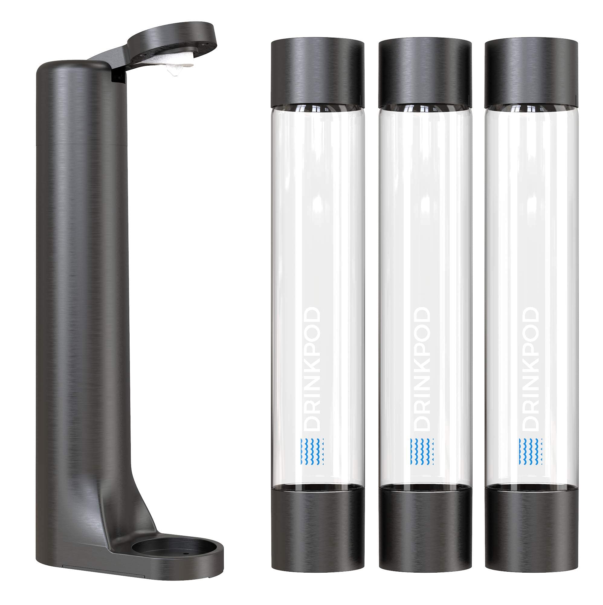 Fizzpod Sparkling Water Maker Soda Maker Infused Fruits Soda Maker Machine for Carbonating with 1L Carbonating Bottle, Seltzer Fizzy Water Maker, Includes 3 x 1l Carbonating Bottle Compatible with 60L