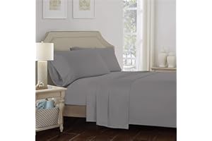 100% Cotton Queen Flat Sheet Only, Cool & Crisp Percale Sheets Queen Size Top Sheet, Highly Breathable & Comfortable, Charcoal Cotton Sheets by Color Sense