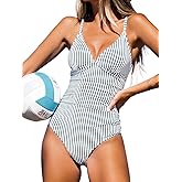 CUPSHE Women's One Piece Swimsuit Tummy Control V Neck Bathing Suits