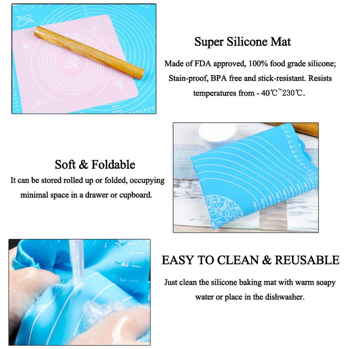 ACMEDE - Alfombrilla de Silicona para Hornear con Medidas ...