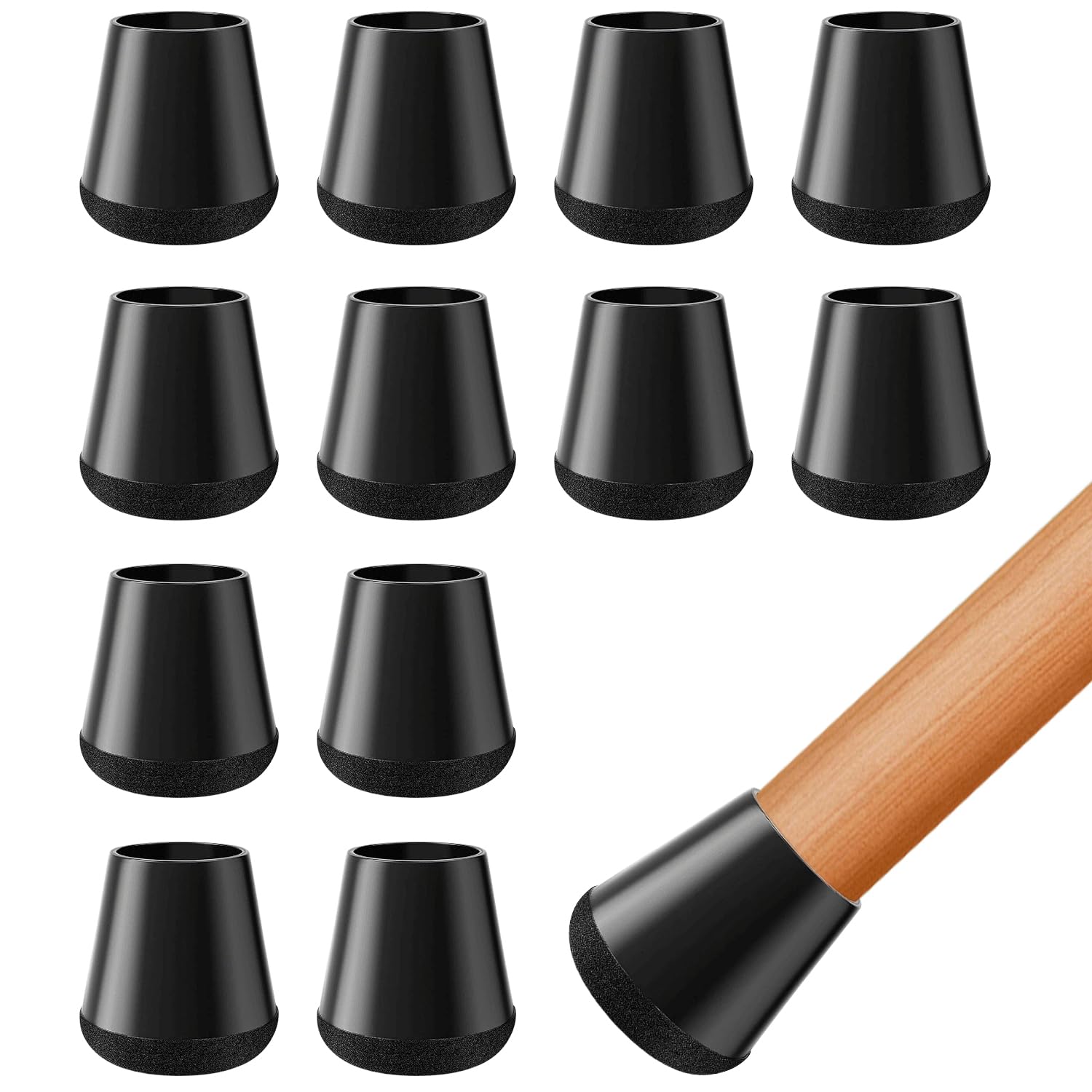 Chair Leg Floor Protectors, 12Pcs Chair Leg Caps Protective Caps For Chair Legs Silicone Felt Furniture Leg Cover Furniture Feet Protectors Pads For Noise Reduction(Fit: 19-23mm)