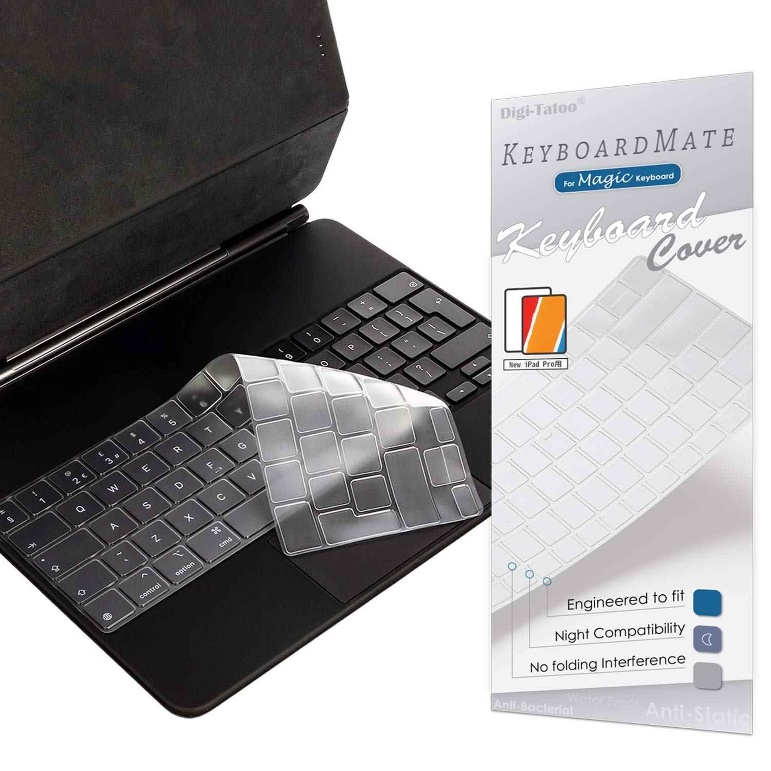 Digi-Tatoo Keyboard Cover Compatible with 2024 Magic Keyboard for iPad Air 13-inch (M2) and old Magic Keyboard for iPad Pro 12.9 inch (6th. 5th, 4th,3th) - Ultra Thin Protector (British/Euro Layout)