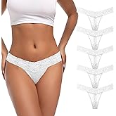 GAREDOB Lace Thongs for Women Sexy Thong Panties Mid Waist Underwear 5 Pack-10Pack-Size XS-4XL
