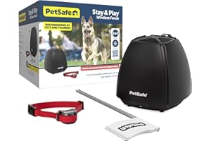PetSafe Stay & Play Wireless Fence for Stubborn Dogs - America's Safest Wireless Pet Containment System - No Dig Electric Fence with Circular Boundary - Secure 3/4-Acre Yard - for Dogs 5lb+