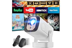 Projector [Auto Focus & 1080P Built-in & Built-in Apps] Projector 4K Support Auto Correction WiFi 6 Bluetooth 5.4 Mini Portab