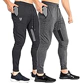 ZENWILL Mens Tapered Workout Running Pants,Gym Jogger Training Sweatpants Slim Fit with Zip Pockets