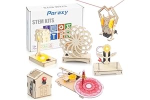 Poraxy 6 in 1 STEM Toys for Kids Ages 8-12, STEM Kits, 3D Wooden Puzzles, Educational Science Projects Building Model Kits, Birthday Gifts for Boys and Girls Ages 7 8 9 10 11 12 13 Years Old