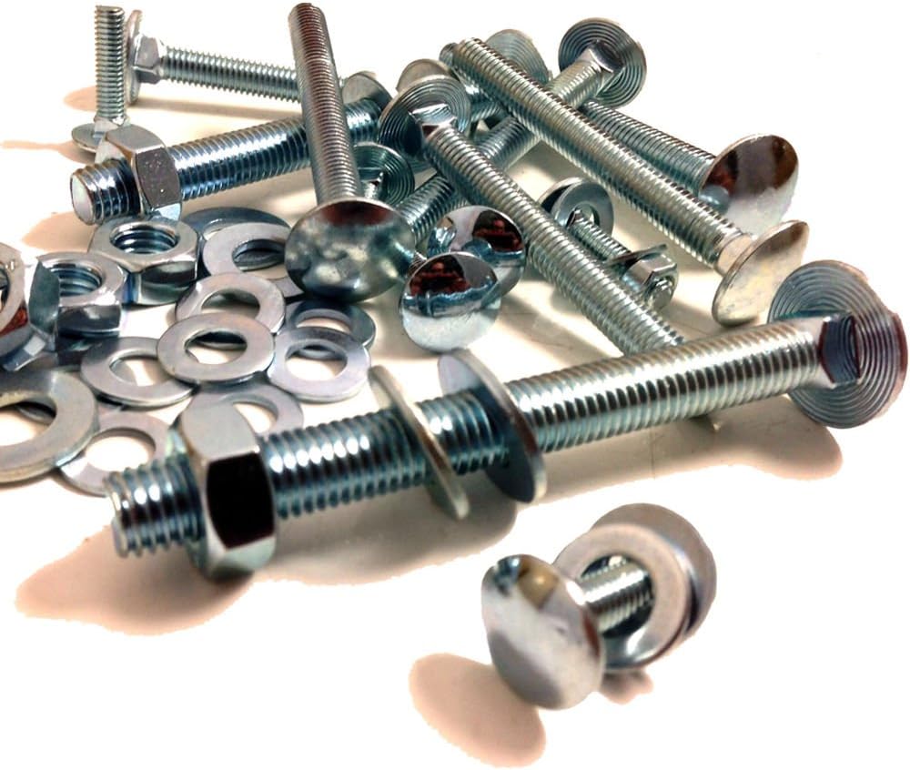 Carriage Bolt Hex Nut and Washers M8 x 100 (25 Pack) Carriage Bolt Zinc Plated 8mm x 100mm Cup Square Hex Bolts