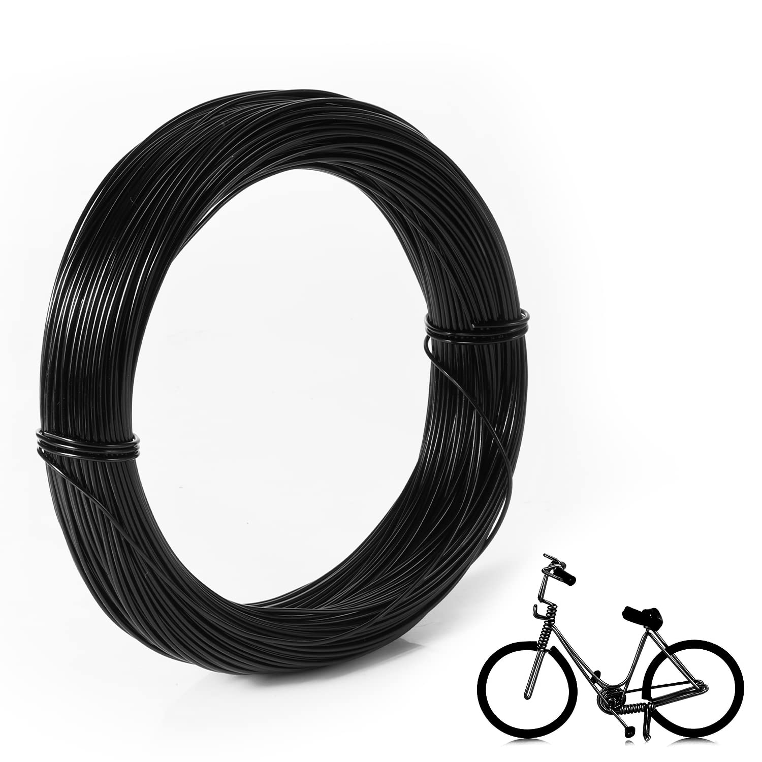 Aluminum Craft Wire, 164Ft/ 50m 1mm Metal Wire Armature for Crafts Flexible Bendable Aluminum Wire 18 Gauge for Jewelry Making DIY Crafts Gardening Sculpting (Black)