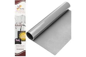 Firefly Craft Reflective Silver Heat Transfer Vinyl - HTV Vinyl for Cricut - Heat Press Vinyl for Shirt Transfers - Iron On Fabric Sheets - 1 Piece, 5 Feet by 12.25 Inch Roll