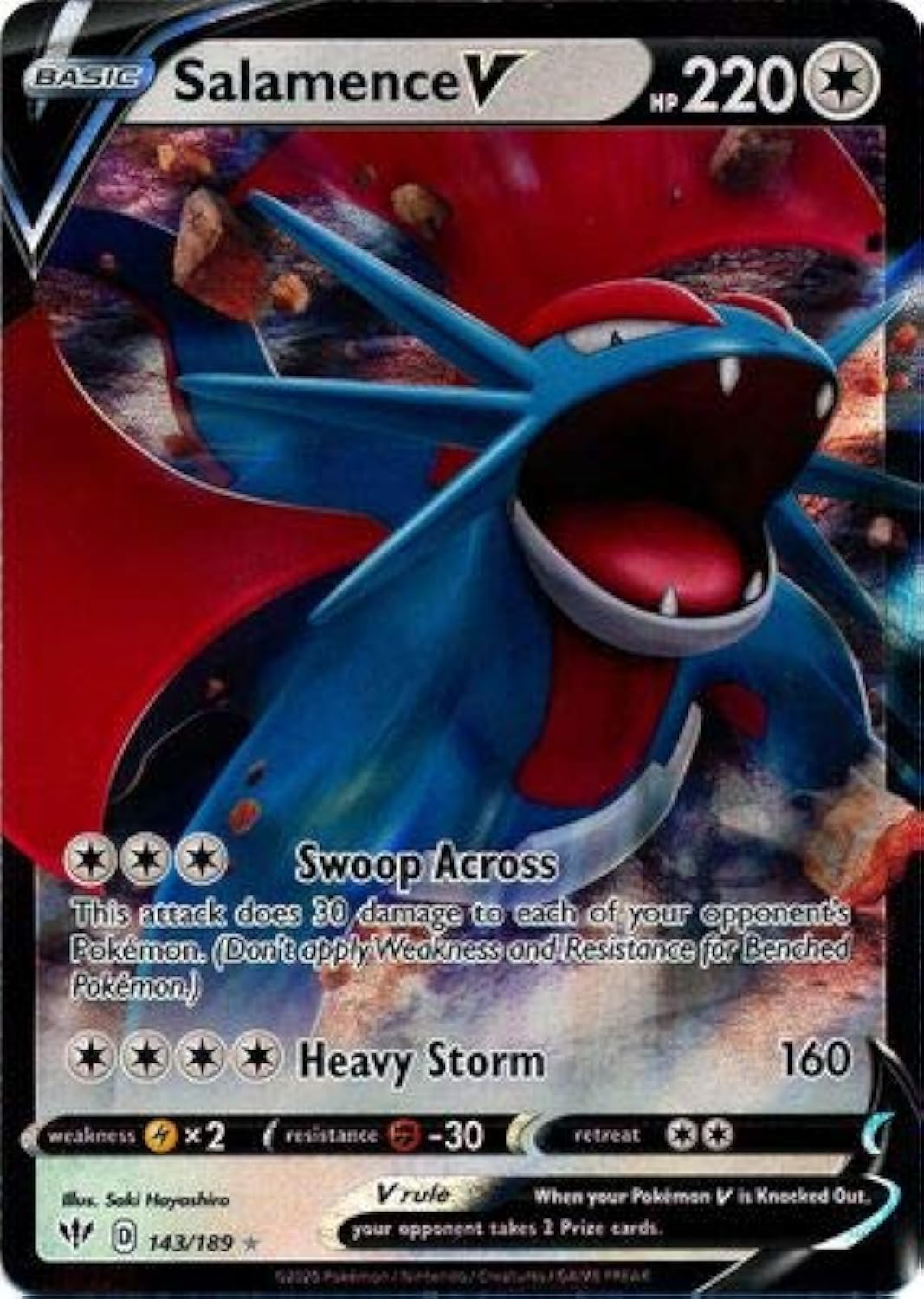 Pokemon Single Card SALAMENCE V 143/189 DARKNESS ABLAZE