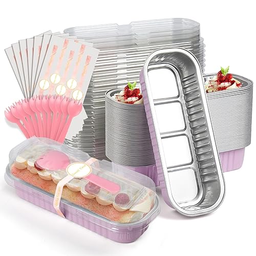 Bigmeta Mini Loaf Pans with Lids and Spoons- 50 Pack