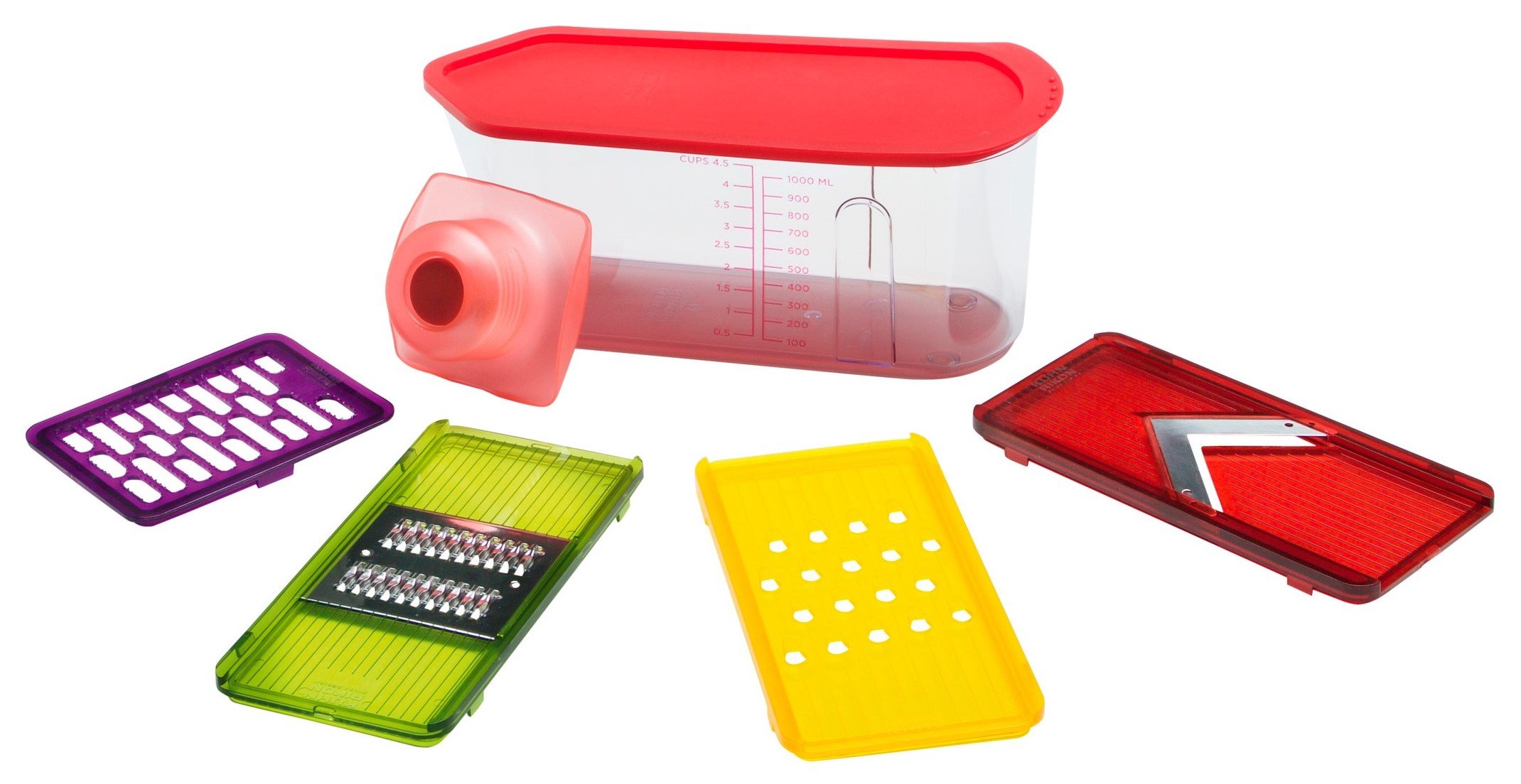 Kuhn Rikon Box Mandoline / Coarse and Fine Grater with Stainless Steel Blades and Hand Guard,28 x 28 x 1 cm