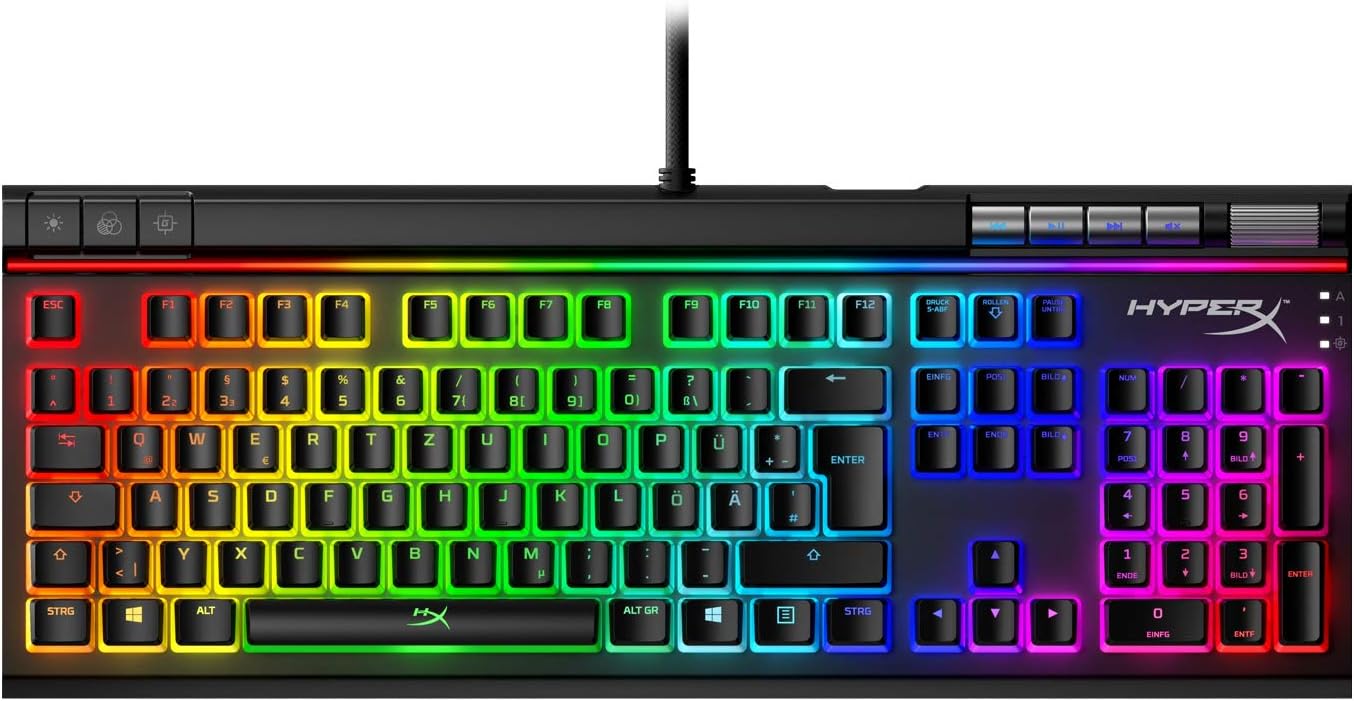 HyperX Pudding Keycaps Dual Layer Design RGB Lighting QWERTZ German Layout Compatible with HyperX and Mechanical Gaming Keyboards + Keycap Puller Black White - Image 4