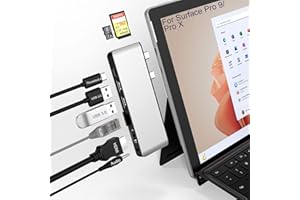 YEEMIE PRO Surface Pro 9 Hub Docking Station with 4K HDMI, USB-C Thunerbolt 4(8K@30Hz Video+40G Data+100W Power), 100M RJ45, 2X USB3.0, SD+TF Card Slot, 3.5mm Audio, Triple Display for Surface Pro 9/Pro X
