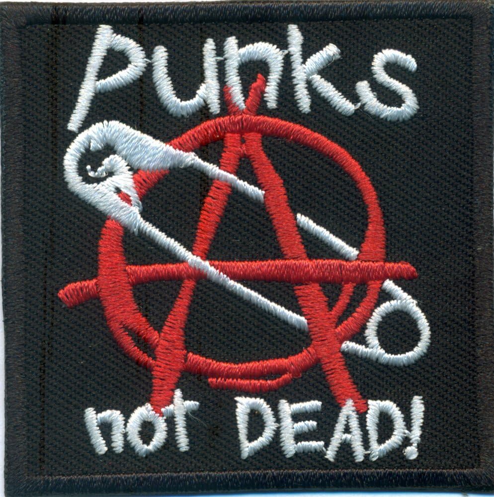 Punks Not Dead Anarchy Safety Pin Rockabilly Biker Iron On Patch Badge