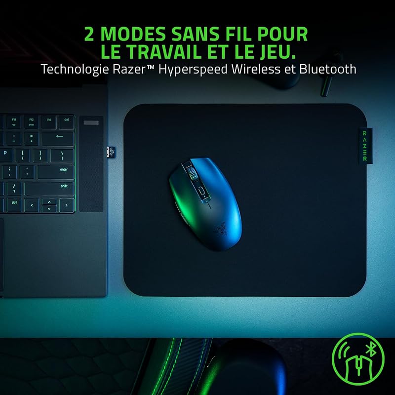 Orochi V2 - Souris Gaming sans Fil avec Jusqu'à 950 Heures d'Autonomie (Design Ultra-léger, sans Fil HyperSpeed & Bluetooth, Interrupteur de Souris Mécanique 2e Gen) Noir