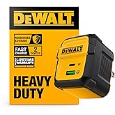 DEWALT Heavy Duty 49.5W Dual USB & USB C Charger Block (Cable Not Included), USBC Power Adapter, 2 Port Compact Foldable Fast