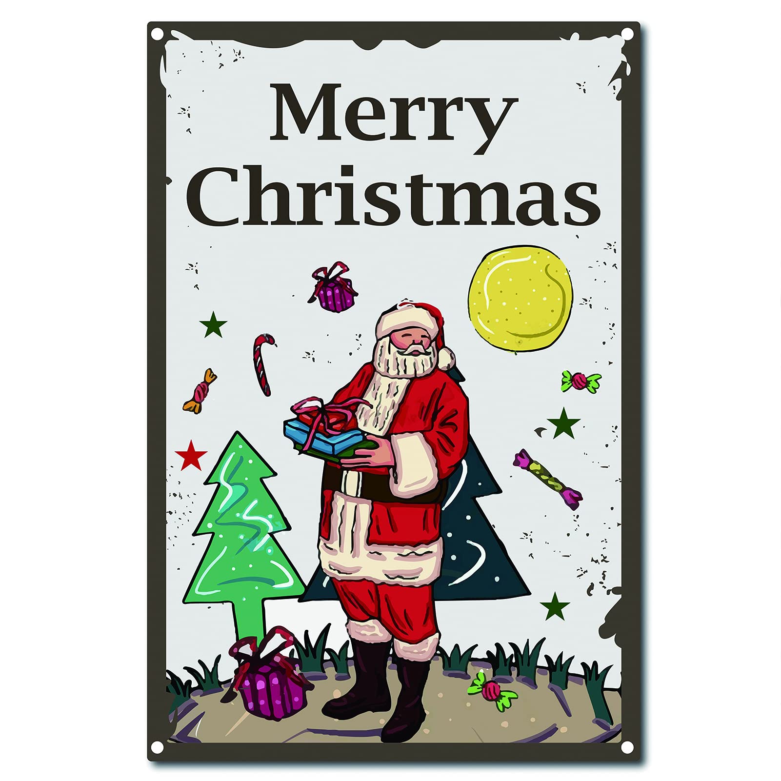 CREATCABIN Merry Christmas Metal Vintage Tin Sign Wall Decor Decoration for Home Wall Art Kitchen Bar Pub Room Garage Vintage Retro Poster Plaque 12 x 8inch