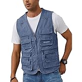 Gihuo Men's Fishing Vest Casual Utility Travel Safari Cargo Outdoor Work Photo Fly Vest Jacket with Multi Pockets