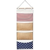 Juexica Fish Extender 32.3 x 13.2 Inch Hanging Pockets 4 Pocket Innovation Storage Bag Hanging Organizer Linen Cotton Wall Storage Bag for Cruise Cabin Door Closet Gifts(1 Pcs)