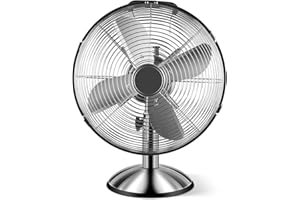 Simple Deluxe 12 Inch Stand Fan, Horizontal Ocillation 75°, 3 Settings Speeds, Low Noise, Quality Made Durable Fan, High Velocity, Heavy Duty Metal For Industrial, Commercial, Residential, Silver
