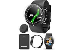 Shot Scope V5 (Black) Golf GPS Watch Bundle - Automatic Performance Tracking, Full Hole Maps, Distances to Greens, Hazards, Doglegs with PlayBetter Portable Charger & Screen Protectors