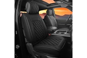 JOJOBAY Car Seat Covers for Dodge Ram,Fit 2009-2025 1500/2500/3500 HD Pick-up Truck,Crew,Regular,Quad,Mega Cab,Waterproof Synthetic Leather Seat Covers(5PCS-Full Set,Black)