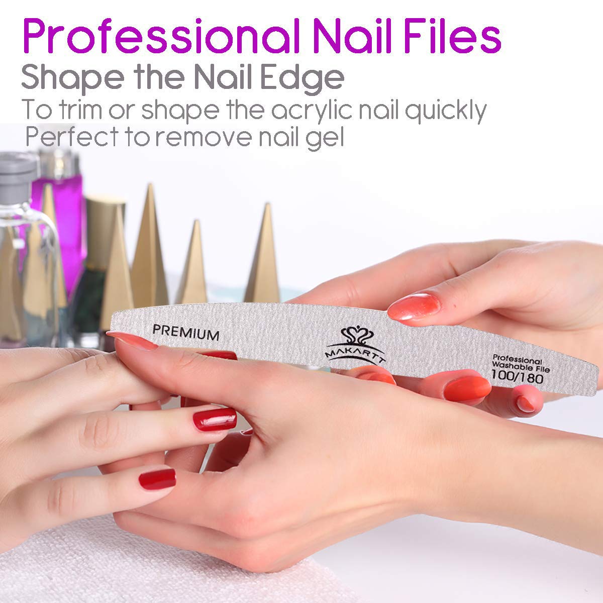 Makartt Zebra Nail Files 100 180 Grit for Poly Nail Extension Gel and Acrylic Nails Emery Boards Doubled Sides Washable 10 Nail File Manicure Tools : Beauty