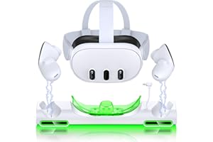 NINJAPLUSOX Charging Dock for Meta Quest 3 VR Headset/Controllers with Light, Magnetic Fast Charging Station for Meta Quest 3 Accessories with 2 Rechargeable Batteries and USB C Cable