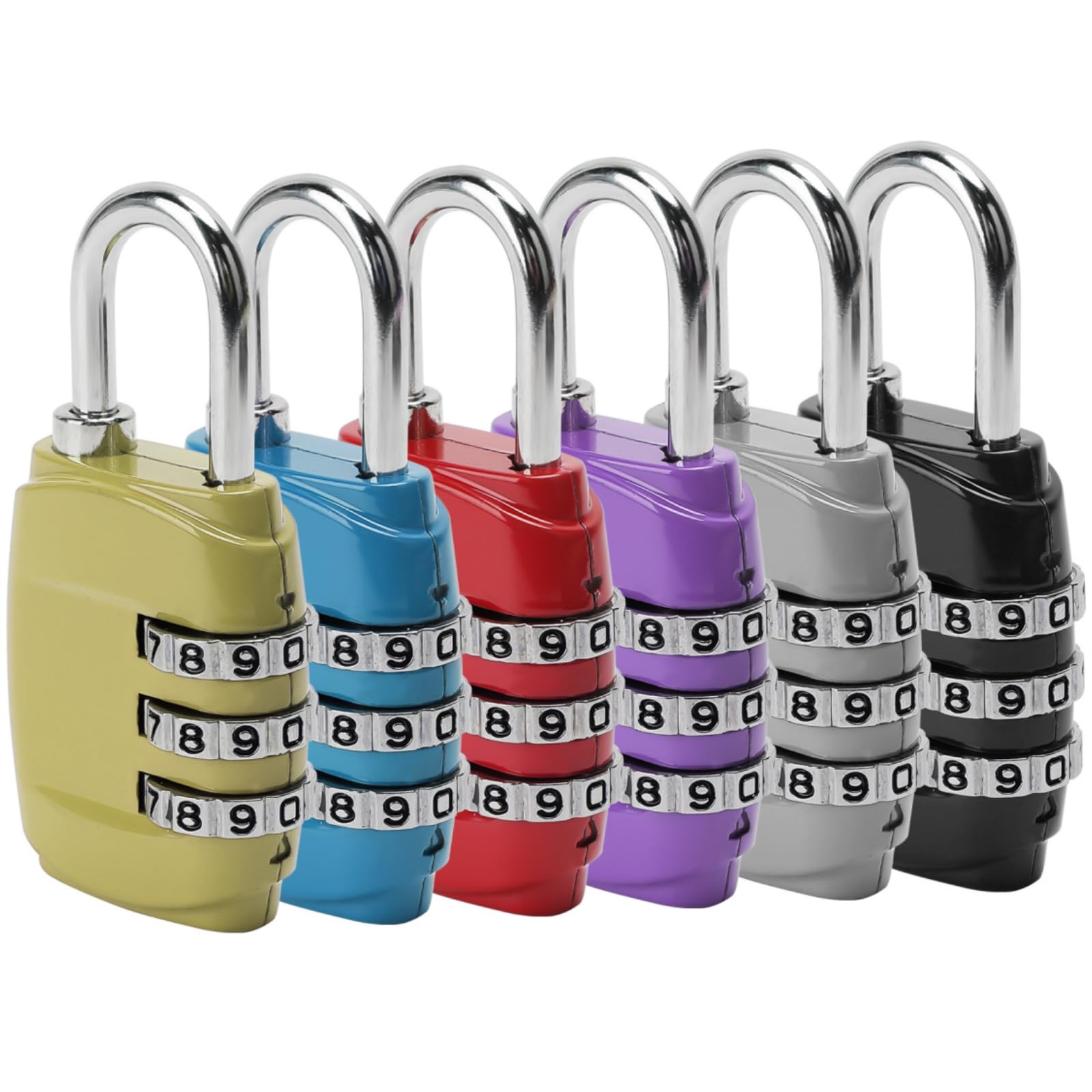 6 Pieces Luggage Locks, 3 Digit Combination Padlock Waterproof Code Padlock Colorful Suitcase Lock Security Travel Lock Code for Luggage Bag Locker Suitcase (6 Colors)