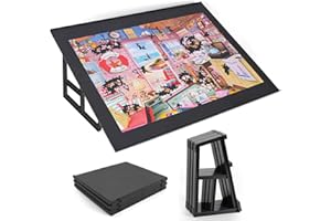 WELGEE 1000-Piece Tilting Puzzle Board with Stand(31” x 24”), Lightweight Portable Puzzle Table for Adults & Seniors, Customi