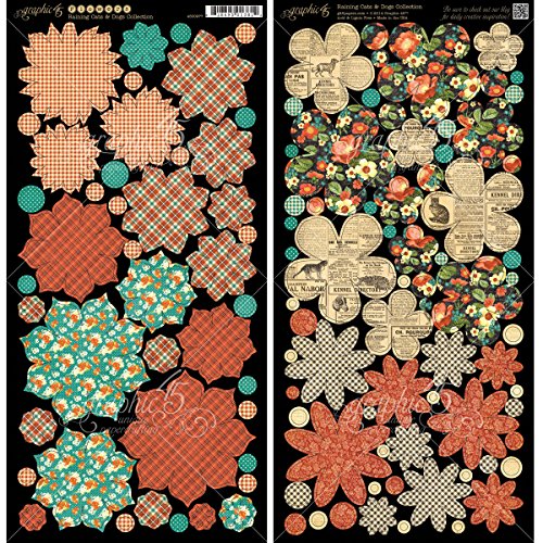 Graphic 45 Raining Cats and Dogs Cardstock Die-Cuts, Flowers