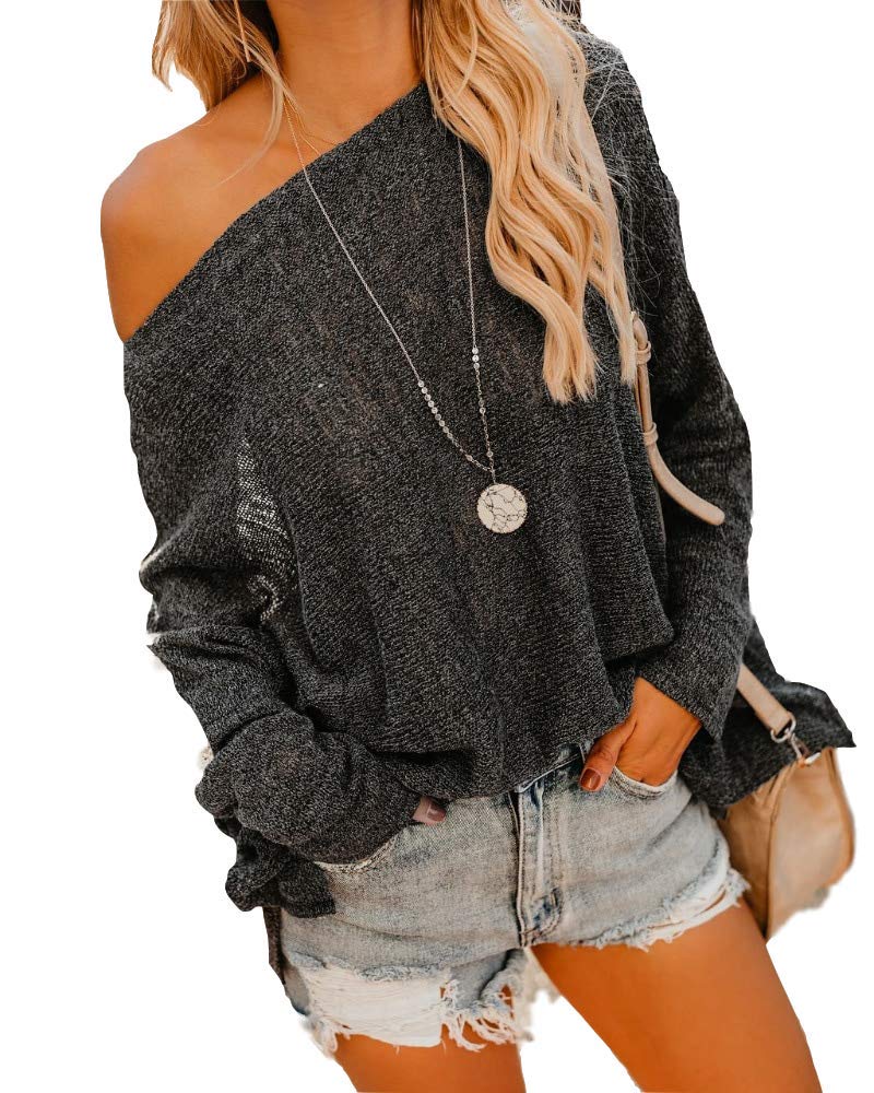 Geckatte Womens Off Shoulder Tops Oversized Lightweight Sheer Loose Batwing  Pullover Shirts Blouses