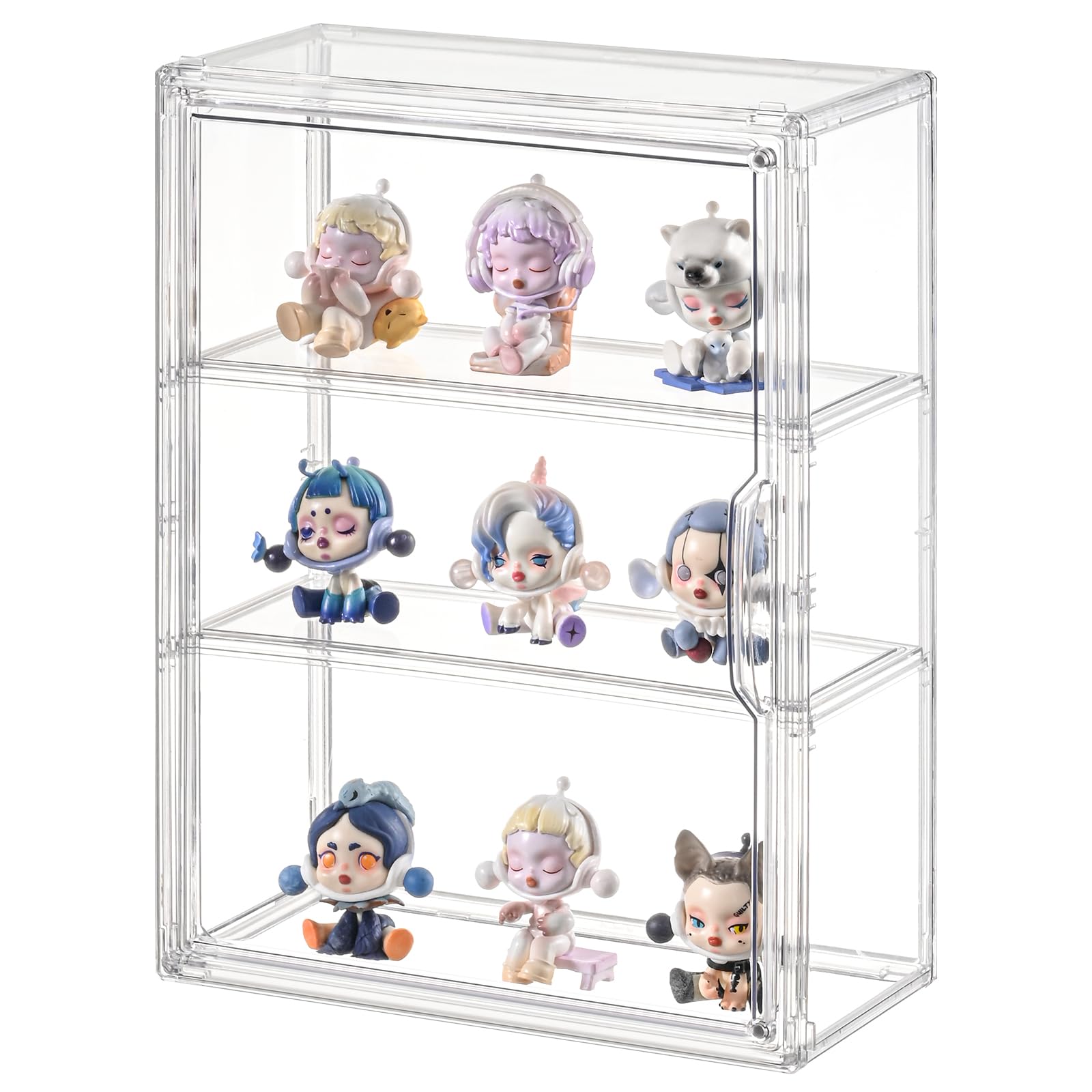 Photo 1 of VGLXTRNT 3 Tier Clear Display Case for Figures, Wall-Mounted Acrylic Storage Organizer Box, Stackable Display Cabinet with Magnetic Door & Removable Shelves, Showcase for Collectibles, Anime Figures