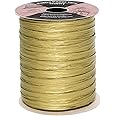 Seebery Raffia Ribbon for Crafts - Raffia Yarn Grass Twine for Gift Wrapping, DIY Decoration & More | Matte String Paper Rope for Crochet - 1/4'' Wide, 100 Yards, Gold