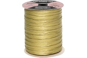 Seebery Raffia Ribbon for Crafts - Raffia Yarn Grass Twine for Gift Wrapping, DIY Decoration & More | Matte String Paper Rope for Crochet - 1/4'' Wide, 100 Yards, Gold