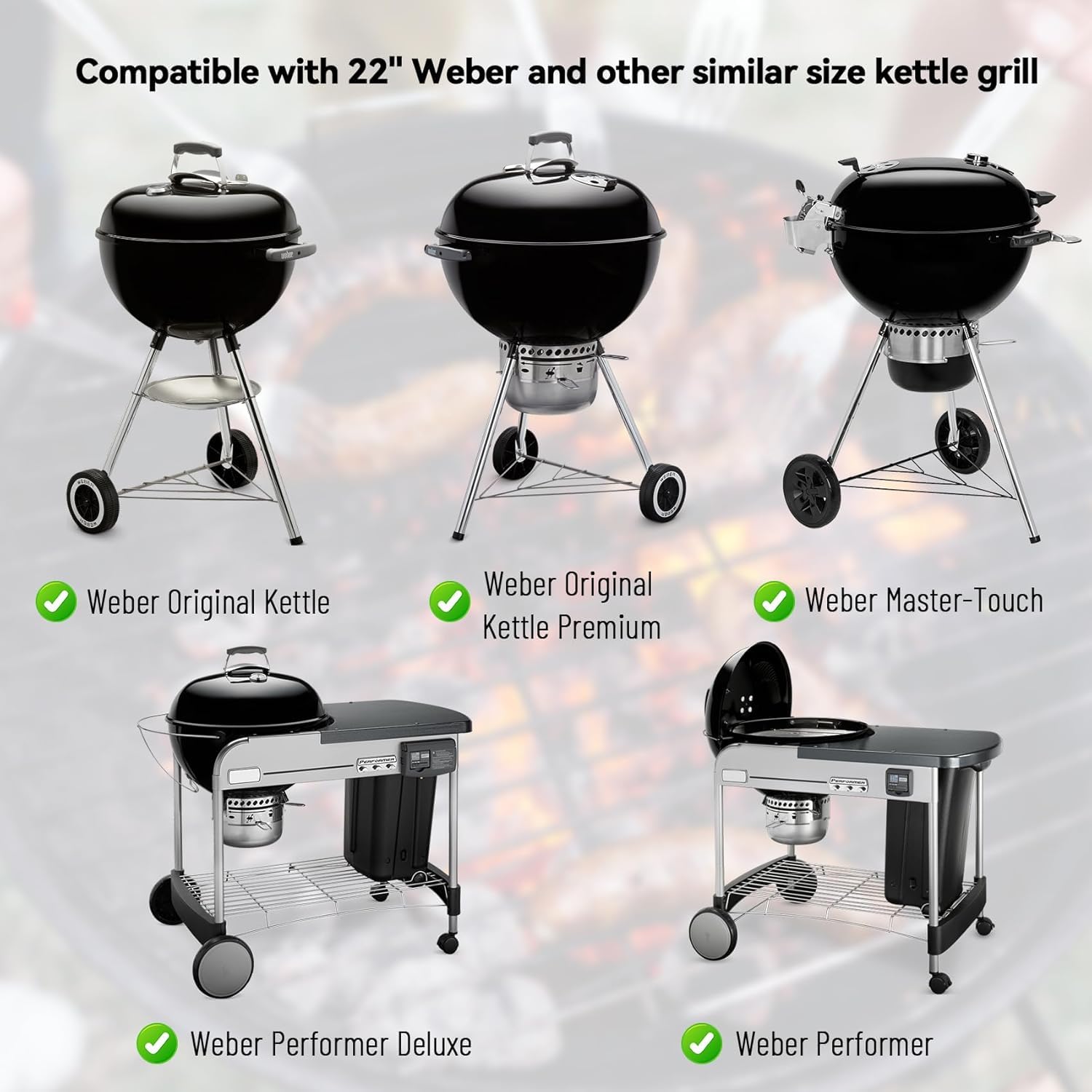onlyfire Räucherbox Kit mit Edelstahl Holzkohlekorb, Hitzeabweiser und 4 Grillrost Erhöhungen, Räucherkammer Grillzubehör für Weber 57 cm Kettle Holzkohlegrill 8