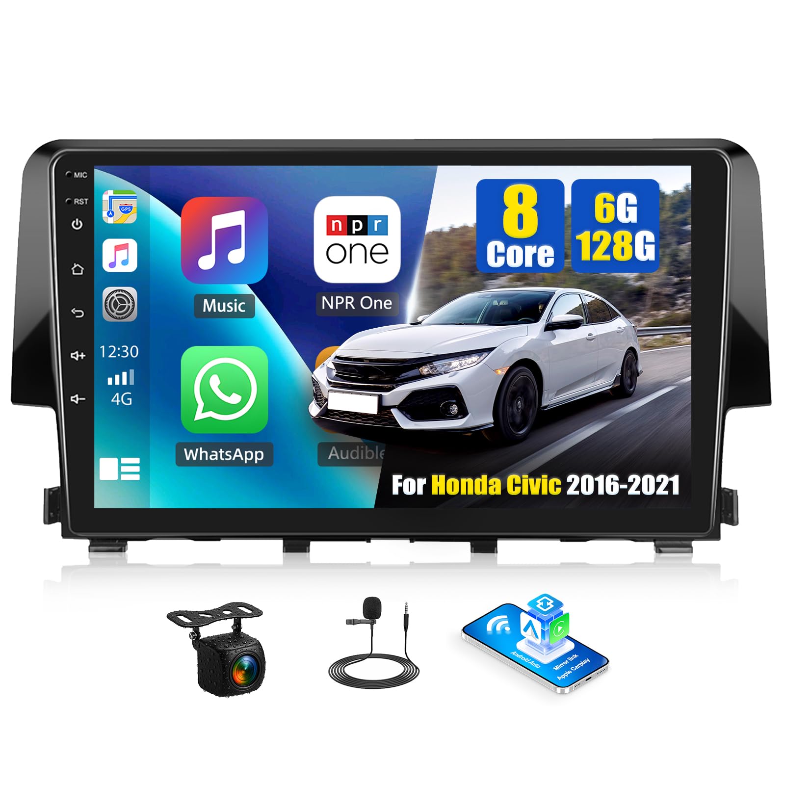 Photo 1 of Android 15 8Core 6G+128G Car Stereo for Honda Civic 2016-2021 with Wireless Carplay Android Auto, 9 Inch IPS Touchscreen Car Player, 59UI Bluetooth 5.0 GPS WiFi FM/RDS DSP SWC Backup Camera