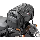 KEMIMOTO Motorcycle Travel Luggage Bags, 24-32L Expandable Large Capacity Motorcycle Tail Bag, Waterproof Rear Rack Trunk, Motor Pannier Bag with Rain Cover and Straps
