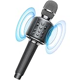 MetFut Wireless Bluetooth Karaoke Microphone, Built-in Loud Speaker for 10H Playback, Add Reverb/Duet Mode/Earbuds Monitoring, Portable Karaoke Machine for Entertainment & Singing Practice (Gray)