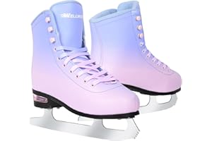 WELLWON Figure Ice Skates for Women Girls and Boys, Lace-Up Adult Figure Skate Ice Hockey Skates for Outdoor and Skating Rink, Figure Ice Skate Shoes Size 5 6 7 8 9 10 11 and Youth 2Y 3Y