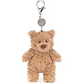 Jellycat Bartholomew Bear Bag Charm, 4.5 inches - Teddy Bear Plush Keychain - Great Gift Idea