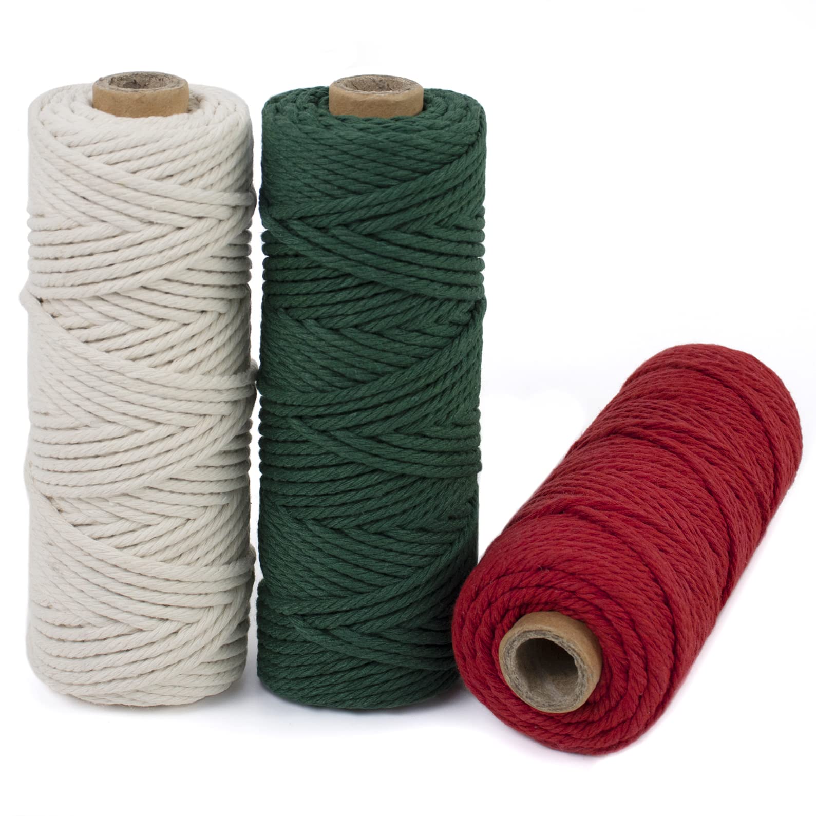 LEREATI Macrame Cord 3mm Set, 150m Thick Macrame Cotton Rope Yarn, 4 Strand Twisted Soft Macrame String for Crafts, Plant Hanger, Wall Hanging, Gift Wrapping, DIY, Home Decor (3 Color B), Multicolor