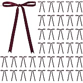 30PCS Satin Ribbon Bows 5×7 inch Burgundy Twist Tie Bows for Gift Wrapping Treat Bag Party Balloons Craft DIY Gift Champagne Bottle and Christmas Valentine's Day Decor