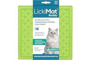 LickiMat Classic Buddy, Cat Slow Feeder Lick Mat, Boredom Anxiety Reducer; Perfect for Food, Treats, Yogurt, or Peanut Butter. Fun Alternative to a Slow Feed Cat Bowl or Dish, Green