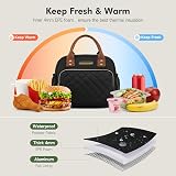 HOMESPON Insulated Lunch Bag Women Men 27x21x15cm Golden Black view 6