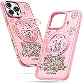 Uppuppy for iPhone 16pro Case - Compatible with MagSafe for Women Girls Bulit-in 360° Rotatable Magnetic Ring Holder Kickstand Cute Aesthetic Pink Castle Design for Apple 16pro